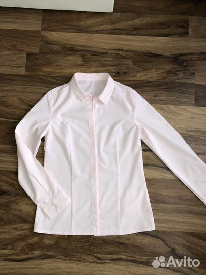 Рубашка блузка школьная розовая р 146