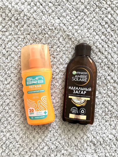 Масло, спрей для загара garnier