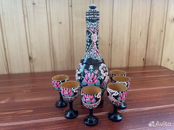 Набор деревянный штоф и рюмки СССР