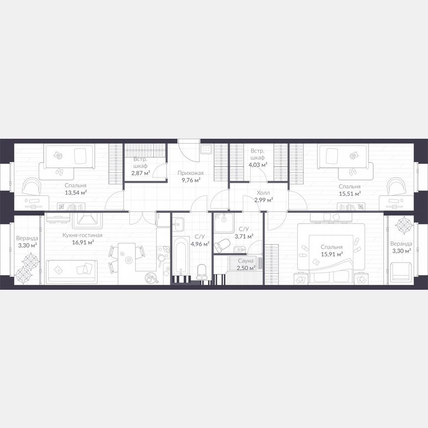 3-к. квартира, 102 м², 3/3 эт.