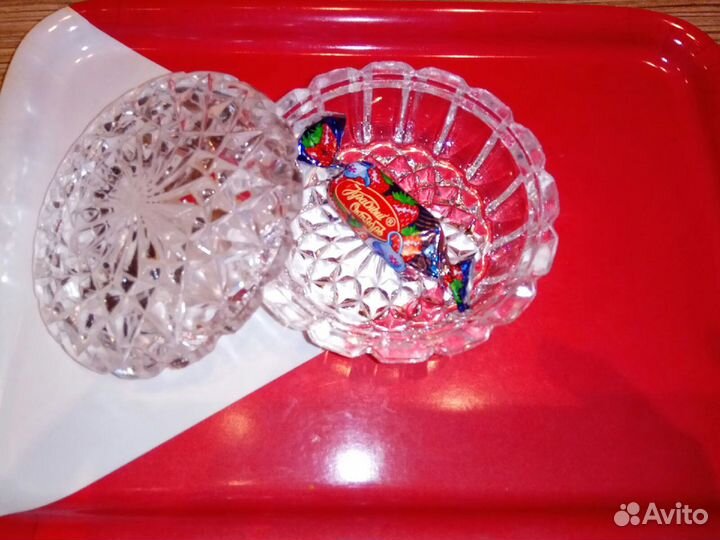 Хрустальная шкатулка, пепельница с крышкой