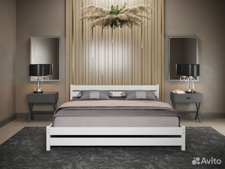 Двуспальная кровать из березы