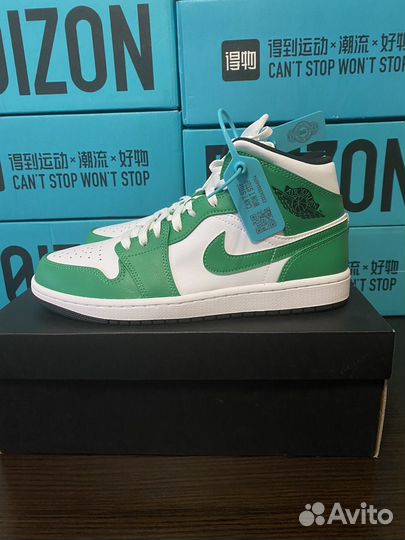 Кроссовки Nike Air Jordan 1 mid Lucky green