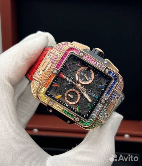 Часы мужские кварцевые Hublot с камнями