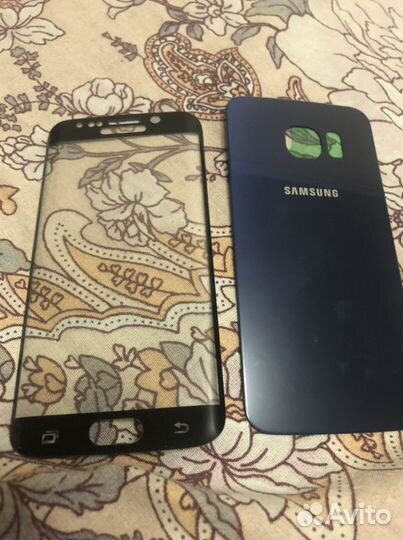 Samsung s6 edge задняя крышка с защитным стеклом