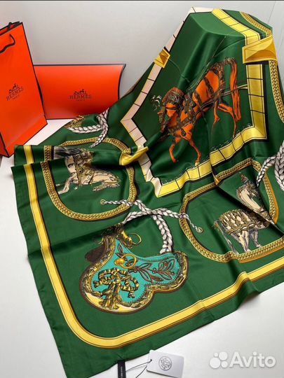 Шелковый платок на голову и шею натуральный шелк