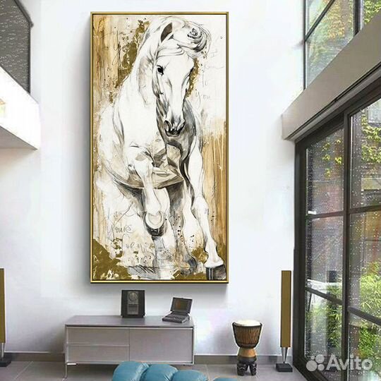 Белая Лошадь Картина маслом на холсте