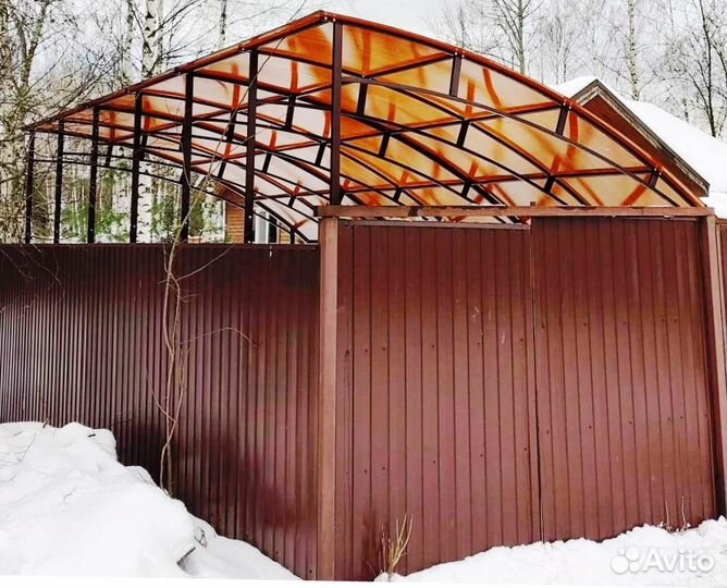 Навес для автомобиля односкатный. Ширина 3.6м