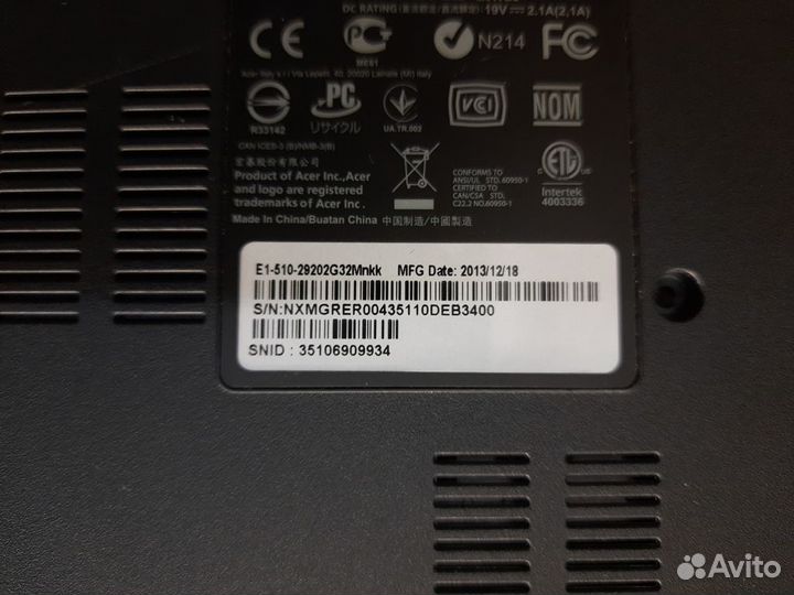Ноутбук PackardBell (Acer) EN TE Cel 2955