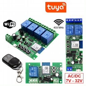 Tuya реле 7-32V Wi-Fi RF 1/2/4 канала