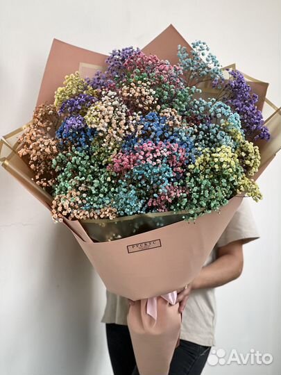 Воздушный букет цветов гигант из гипсофилы