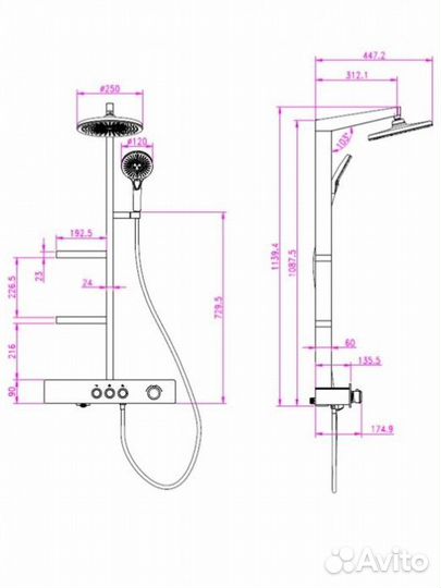 Душевая стойка aquame AQM8005B