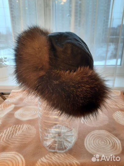 Шапка женская,натуральная мягкая кожа,мех писец