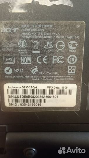 Нетбук acer aspire one d255