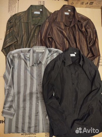 Рубашки мужские 18шт 42-44,шелк,хлопок,синтетика