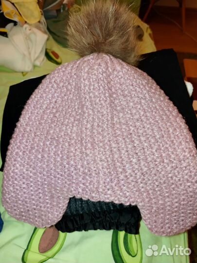 Шапка ушанка женская вязаная