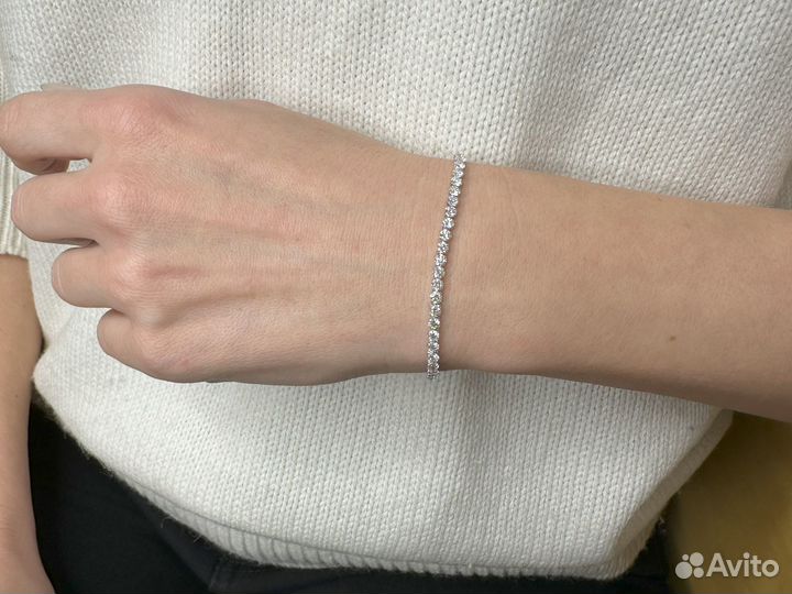 Золотой теннисный браслет с бриллиантами 5.38 ct