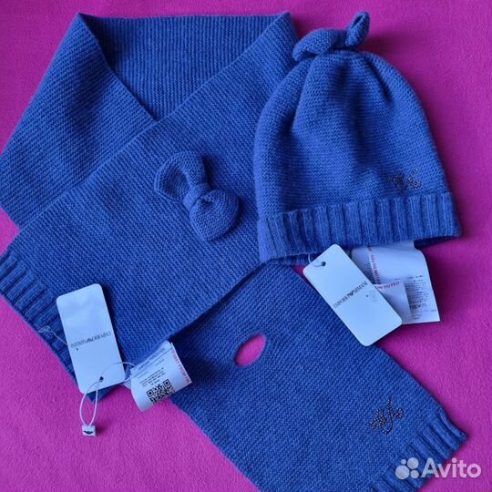 Комплект шапка, шарф armani новый 12-18m, 24-36m