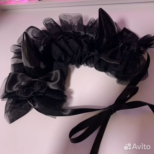 Повязка на голову с рожками goth lolita