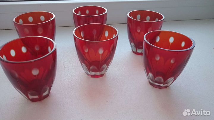 Стопки из цветного хрустального стекла. Винтаж