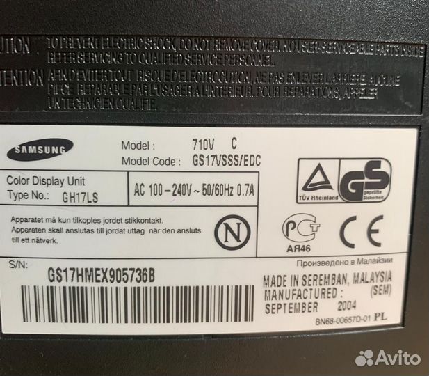 Монитор samsung SyncMaster 710v