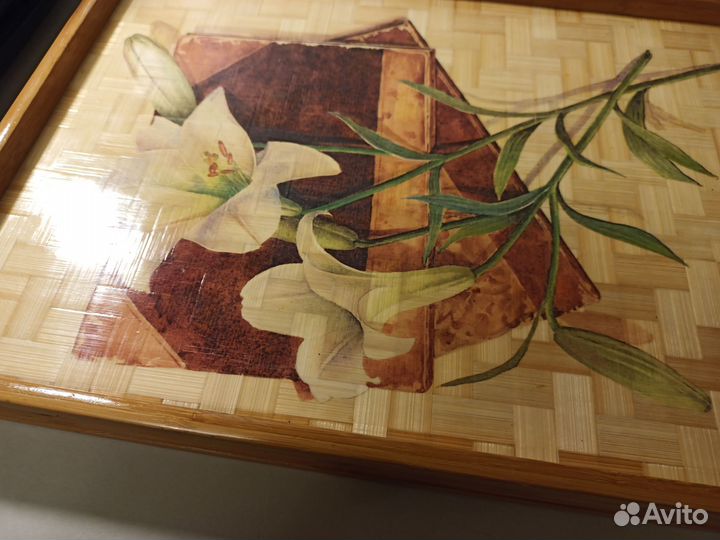 Поднос бамбуковый винтаж