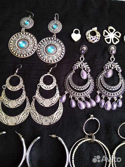 Серьги кольца кулоны бижутерия