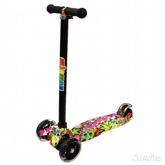 Самокат 3-х колёсный (2 колеса сзади) принт