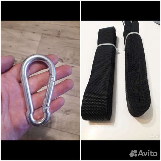 Карабин металл 10см/стропа/шнур плетеный 6-10мм