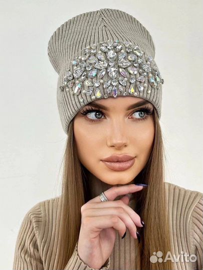 Женский шапки стразы 1300