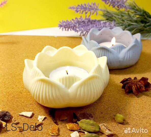 Силиконовая фoрма молд Подсвечник лотос