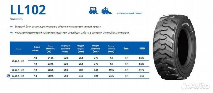 Linlong шина 12-16.5 LL102
