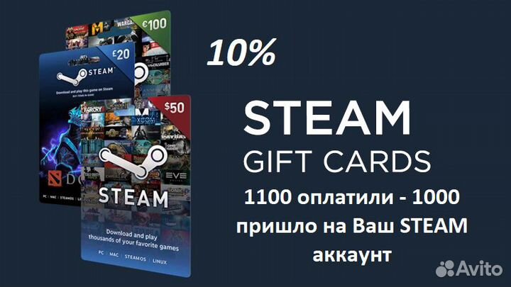 Подарочные карты steam (Любой регион)