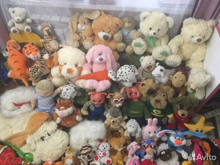Мягкие игрушки Тигры Мишки Собачки Зайцы