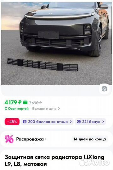 Защитная сетка радиатора LiXiang L9, L8, матовая