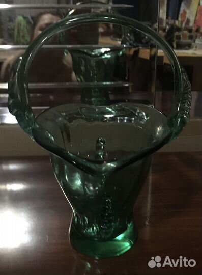 Ваза корзинка цветное стекло