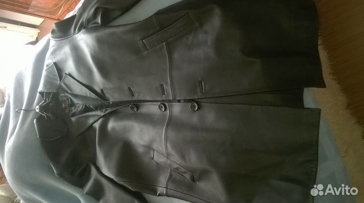 Кожанный пиджак удлиненный