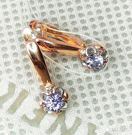 Серьги серебро танзанит С258