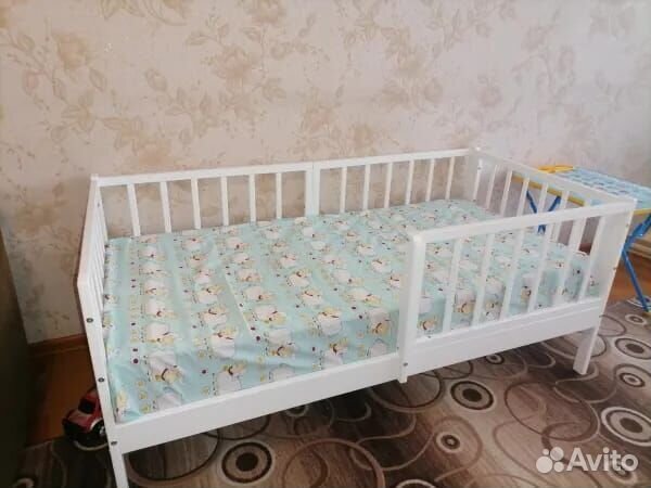 Кроватка высокий борт детская из массива Лисенок