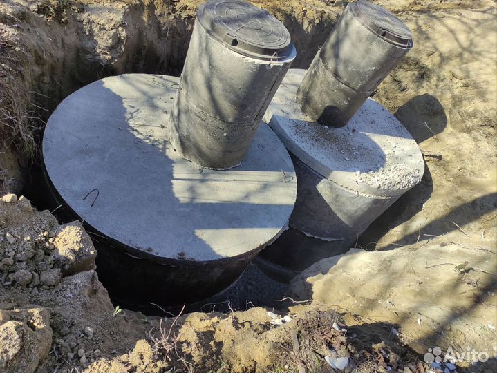 Монтаж септиков из бетонных колец и био