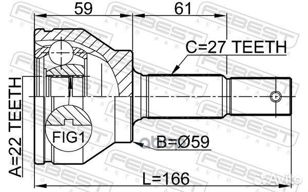Шрус наружный 22x59x27 (infiniti FX45/35 (S50)