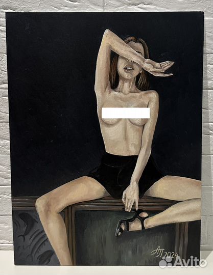 Картина маслом на холсте 30/40 ню 2024 г Девушка