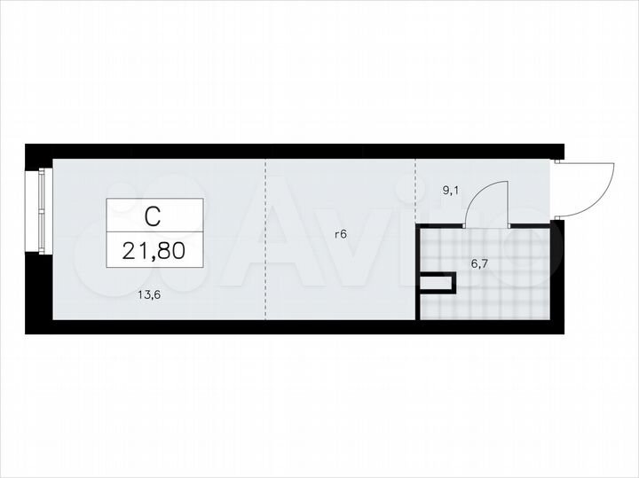 Квартира-студия, 21,8 м², 1/9 эт.