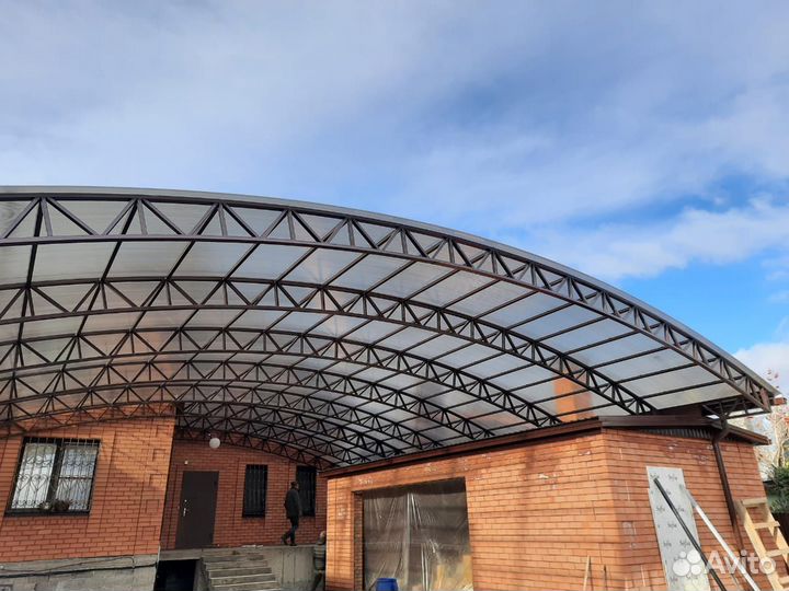 Навесы из поликорбоната и профлиста под ключ