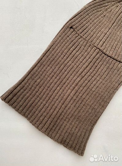 Балаклава вязаная женская коричневая