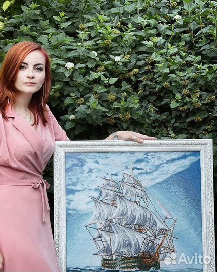 Картина ручная работа корабль на Новый год