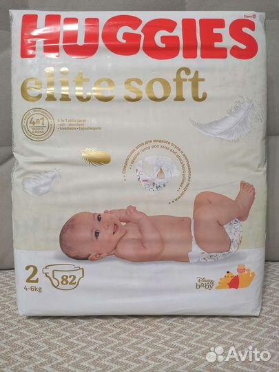 Подгузники huggies Elite Soft 2 4-6кг (82шт)