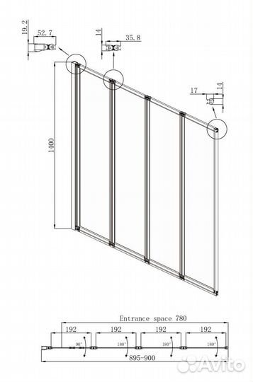 Шторка на ванну Ambassador 90cm Стекло 16041110l