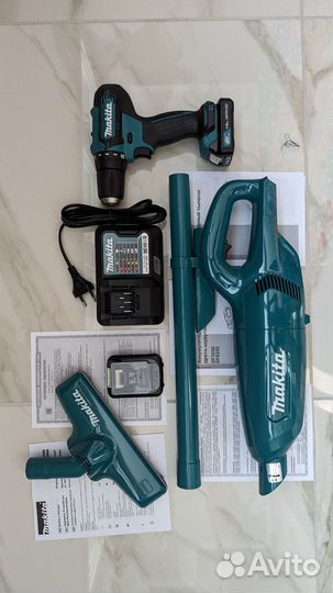 Makita CXT: шуруповерт, пылесос, + 2 аккумулятора