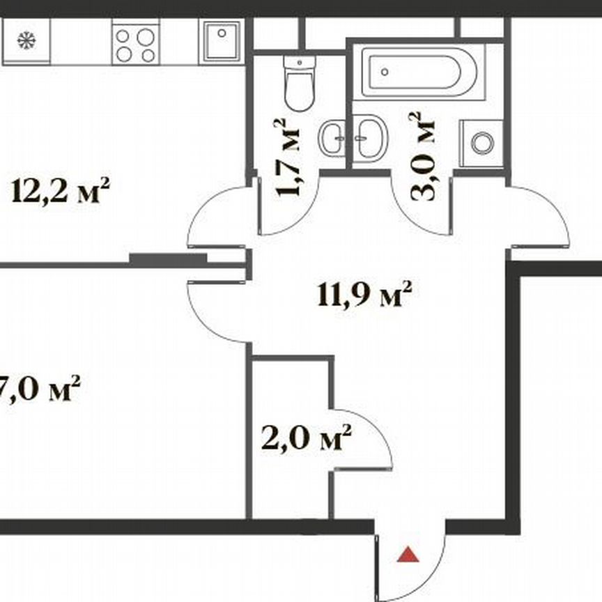 2-к. квартира, 65 м², 3/6 эт.